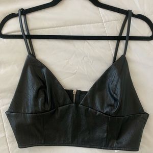 Black Leather Crop Top